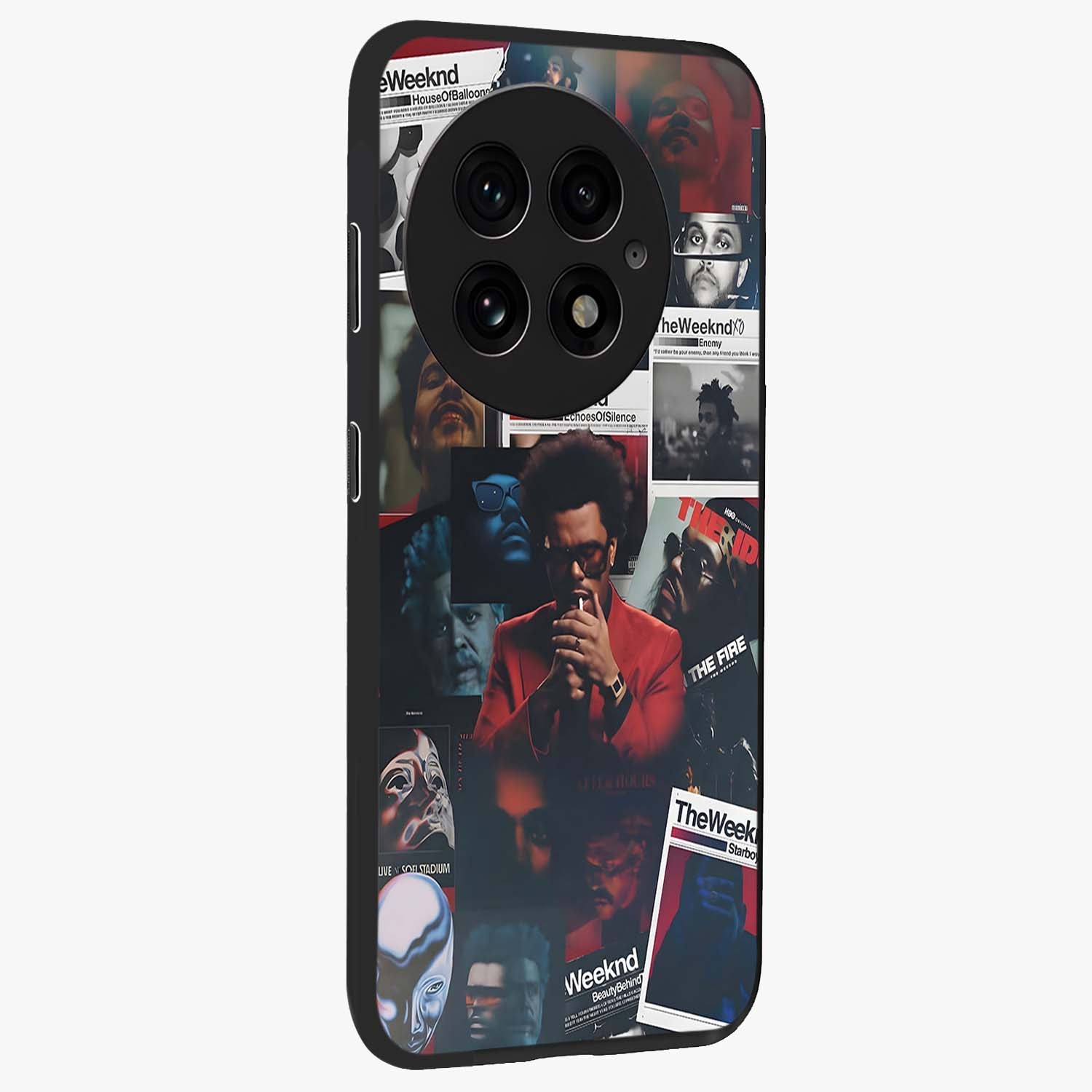 The Weeknd Glass Case for 1+13 side perspective highlighting sleek graphic textures and smooth build