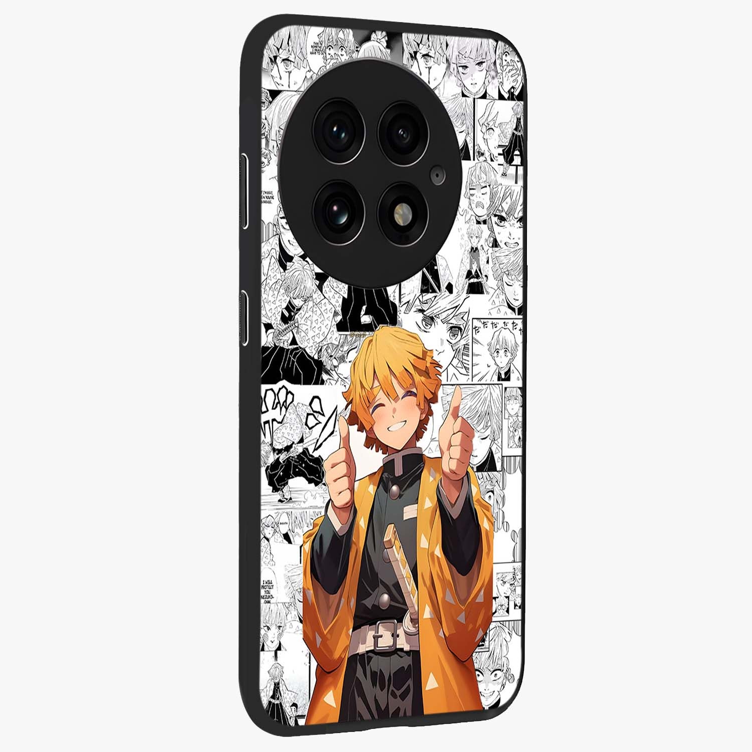 Thunder Smile Hero Glass Case for 1+13 side perspective highlighting dynamic textures and premium edges