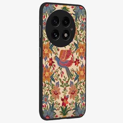 Tropical Folk Art Bird Glass Case for 1+13 side perspective highlighting detailed feather textures and premium edges