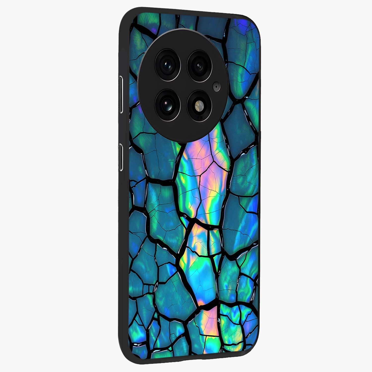 Tropical Wing Vibe Glass Case for 1+13 side perspective highlighting dynamic textures and sleek premium build
