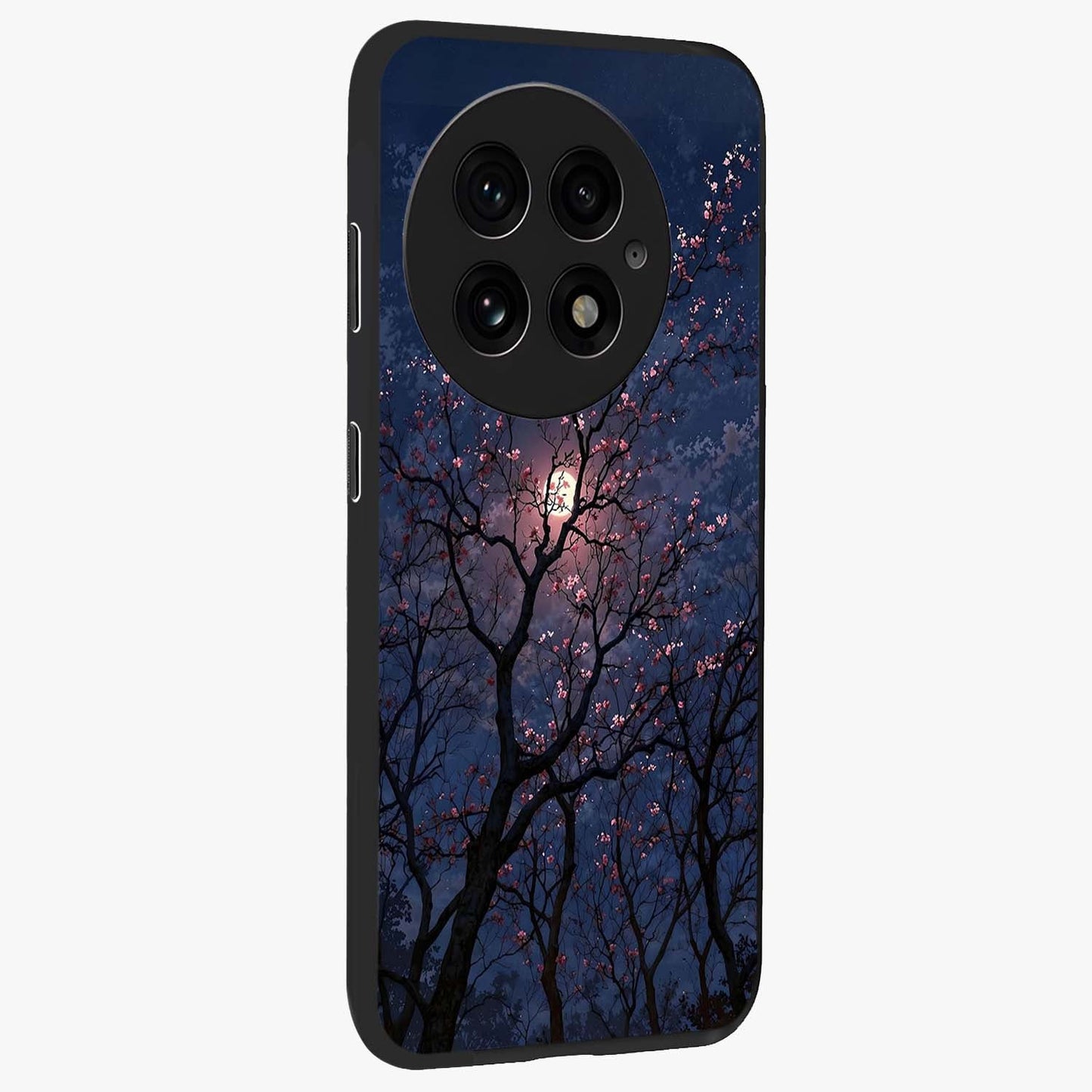Twilight Sakura Serenade Glass Case for 1+13 side perspective highlighting delicate sakura textures and premium edges