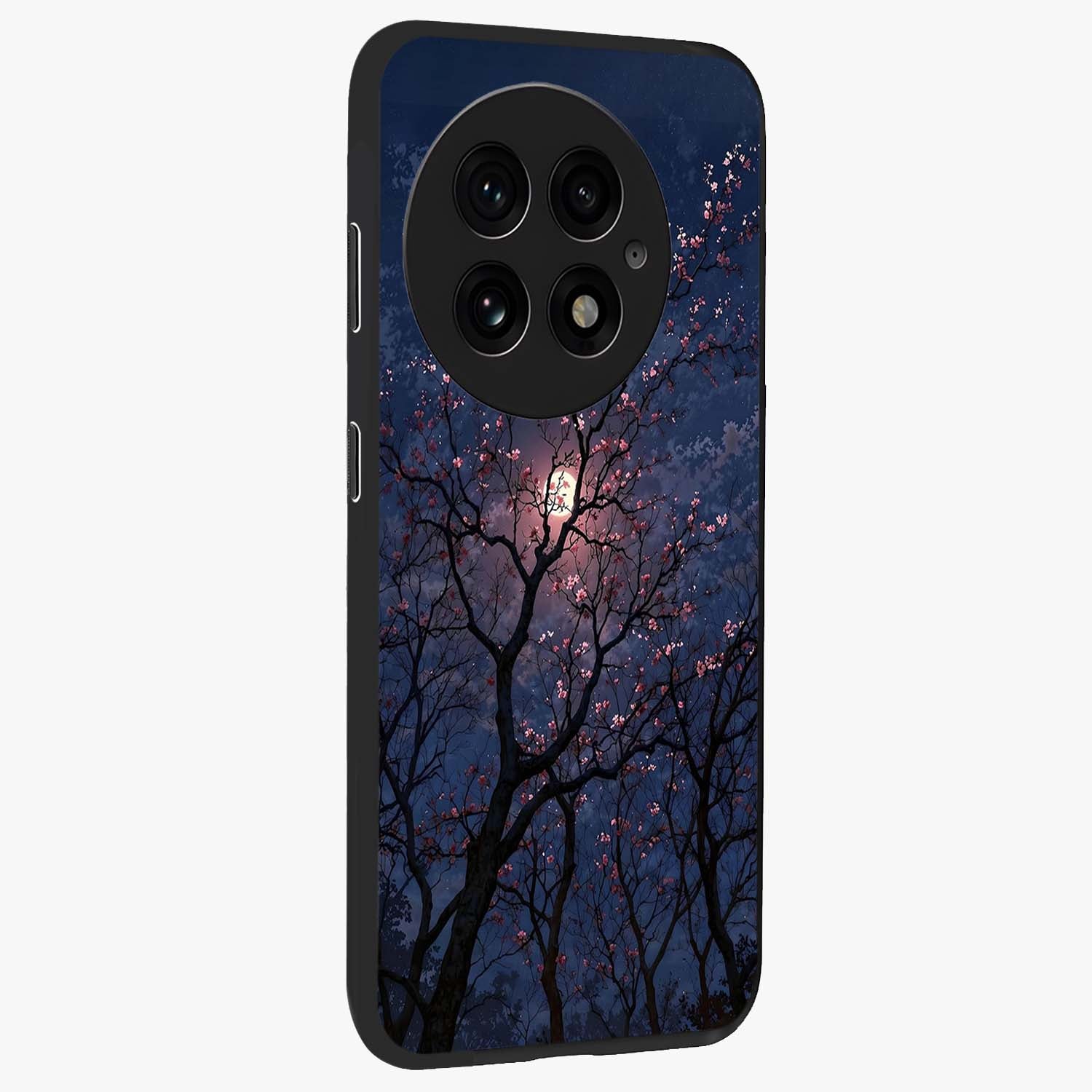 Twilight Sakura Serenade Glass Case for 1+13 side perspective highlighting delicate sakura textures and premium edges