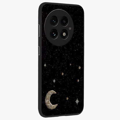 Twinkle Star With Half Moon Glass Case for 1+13 side perspective highlighting glowing star textures and smooth build