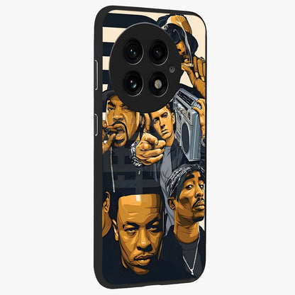 Urban Rap Legends Glass Case for 1+13 side perspective highlighting graphic textures and premium edges