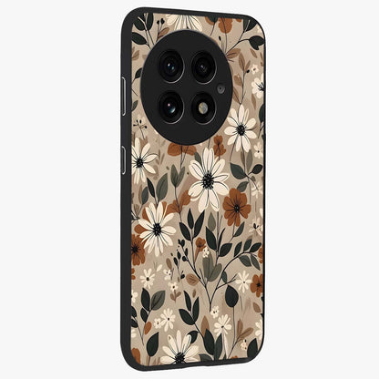Vector Flowers Glass Case for 1+13 side perspective highlighting smooth floral textures and premium edges