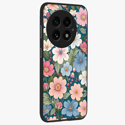 Vintage Floral Charm Glass Case for 1+13 side perspective highlighting refined floral textures and premium edges