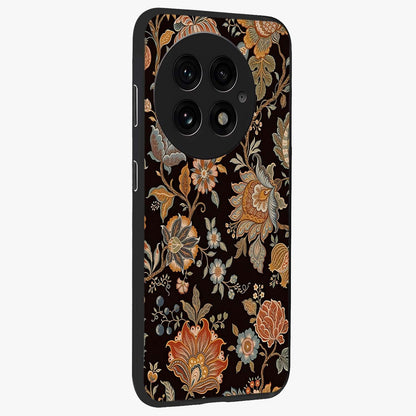 Vintage Floral Dream Glass Case for 1+13 side perspective highlighting delicate textures and sleek premium build