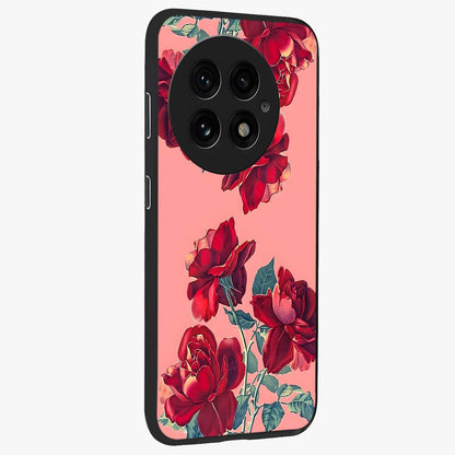 Vintage Rose Beauty Glass Case for 1+13 side perspective highlighting refined floral textures and smooth premium build