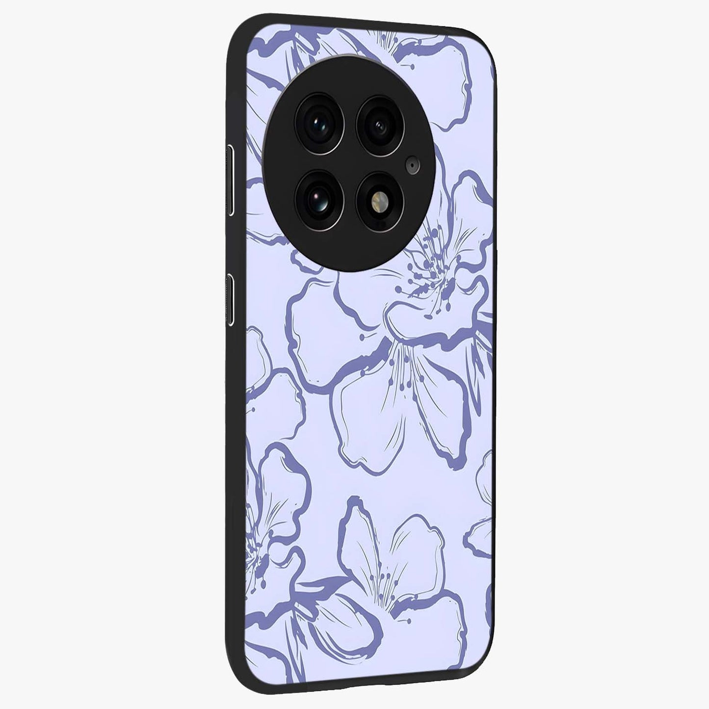 Violet Sketch Garden Glass Case for 1+13 side perspective highlighting refined bloom textures and premium edges