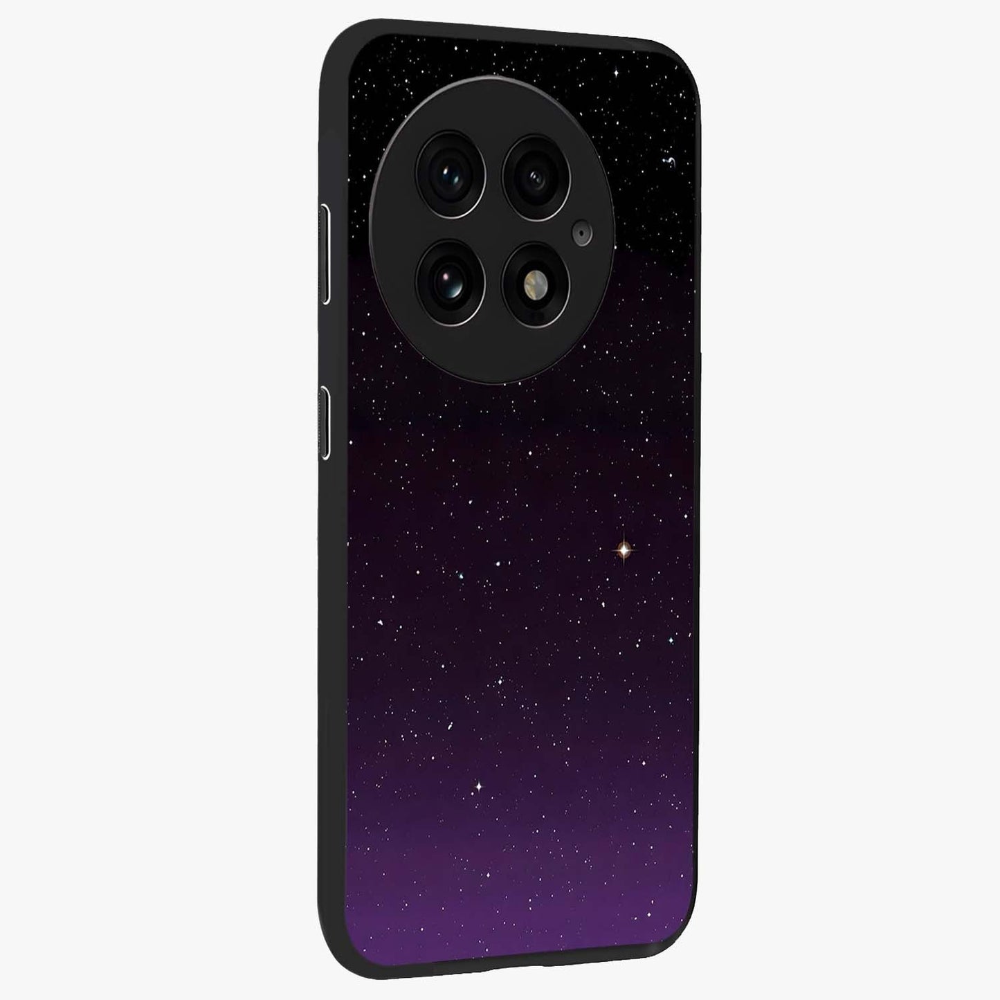 Violet and Black Shade Glass Case for 1+13 side perspective highlighting smooth gradient textures and sleek build