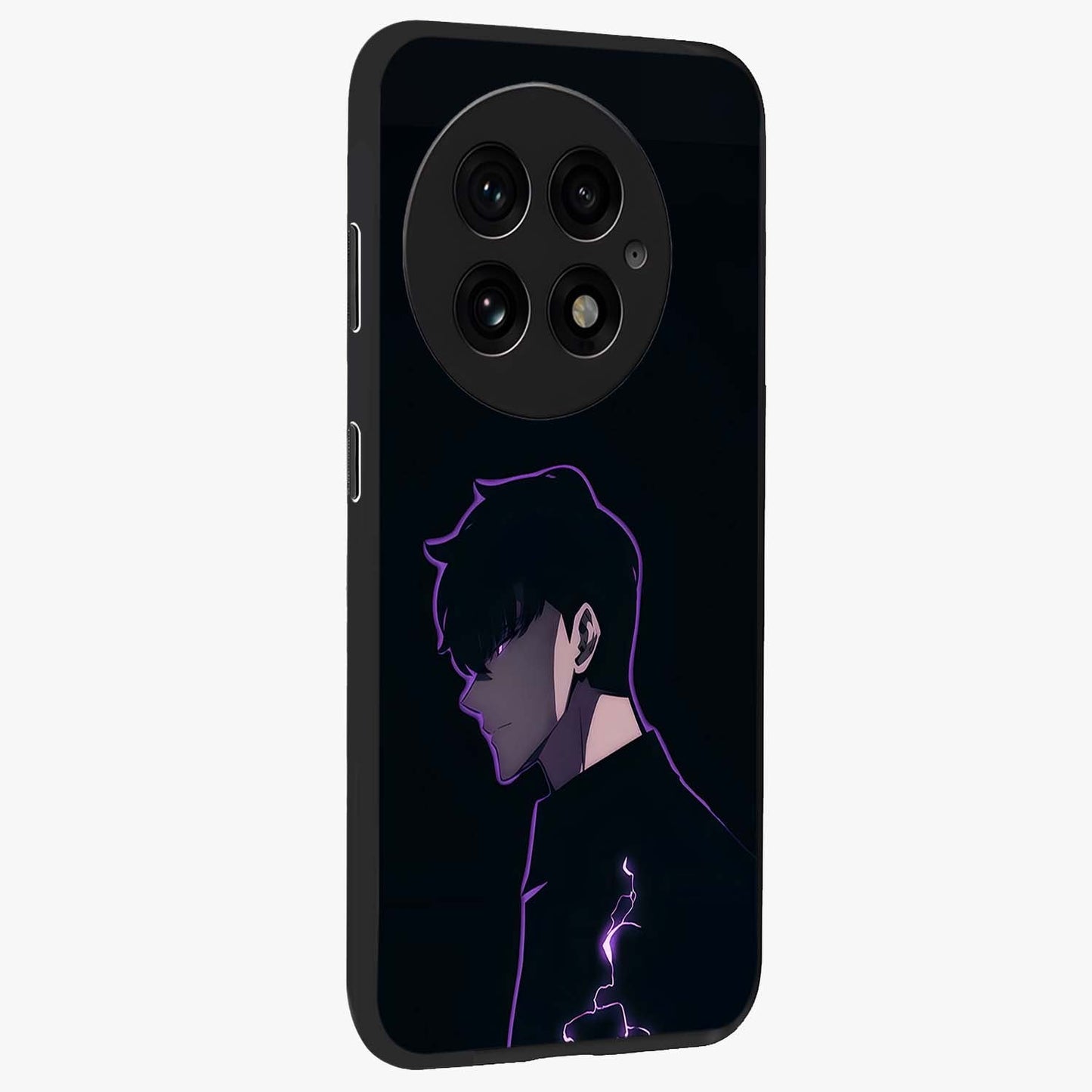 Void Lightning Phantom Glass Case for 1+13 side perspective highlighting sharp energy textures and premium edges