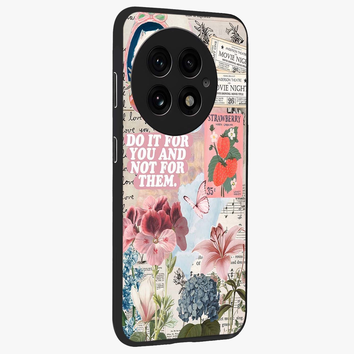 Whimsical Vintage Aesthetic Glass Case for 1+13 side perspective highlighting delicate vintage textures and premium edges