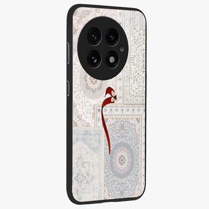 White Aesthetic Bow Glass Case for 1+13 side perspective highlighting subtle textures and smooth premium build