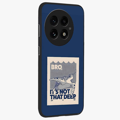 Worry Less Swim Glass Case for 1+13 side perspective highlighting clean text detailing and sleek premium build