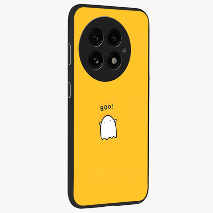 Yellow Boo Ghost Glass Case for 1+13 side perspective highlighting lively textures and premium edges