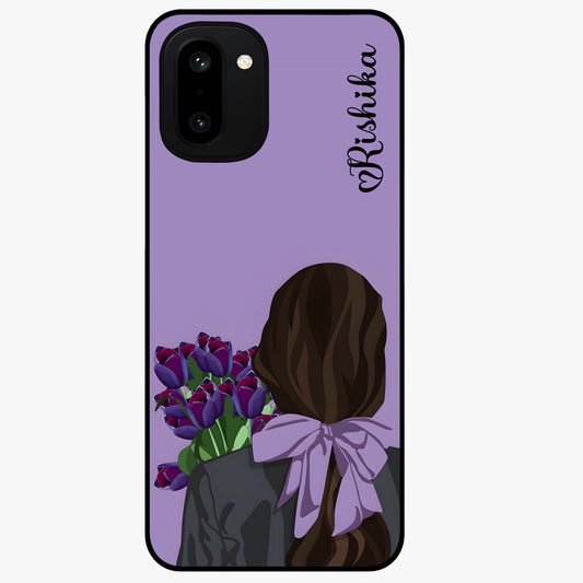 Girl Holding Flowers Custom Name Glass Case for OnePlus 15R |1+15R