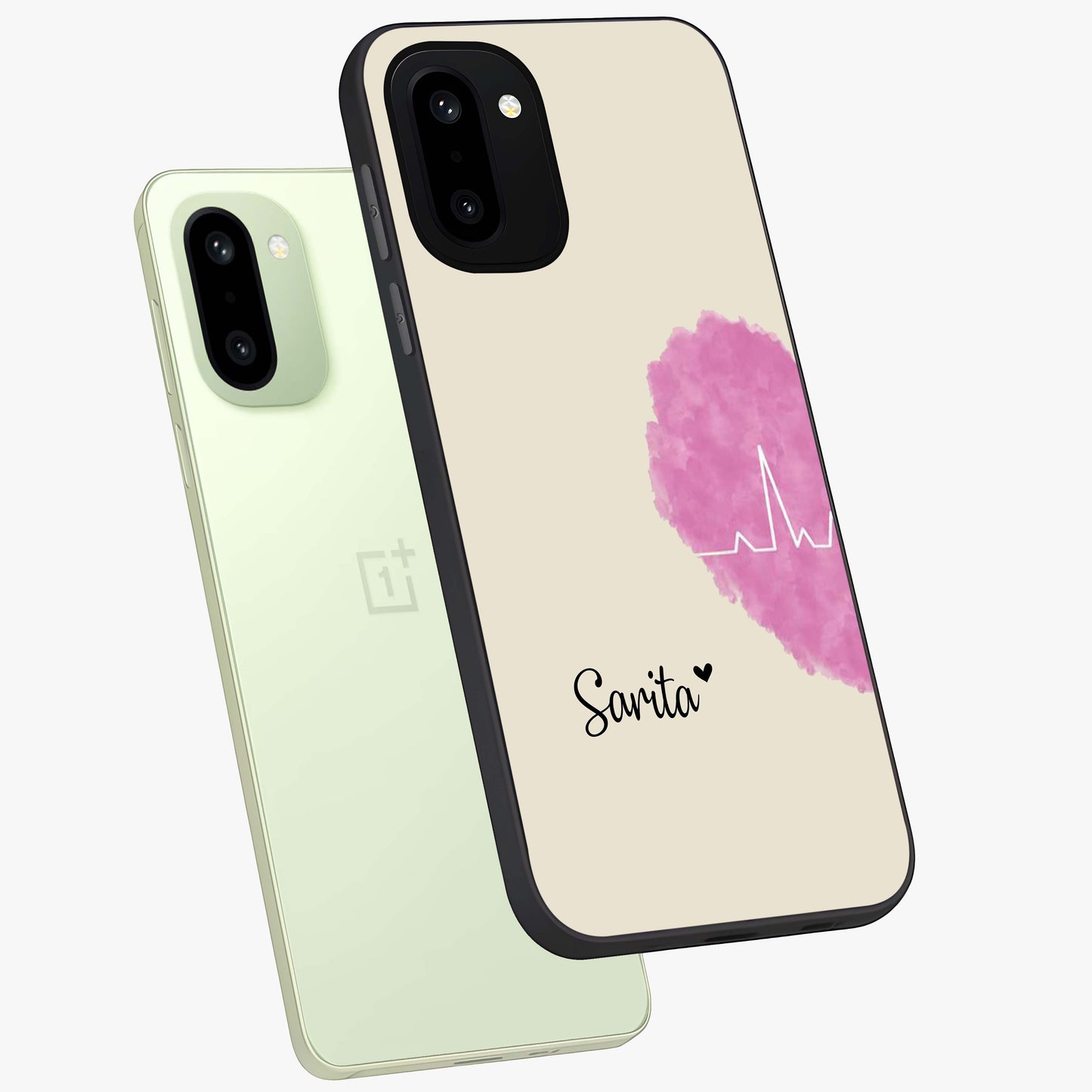 Heartbeat of Love Custom Name Glass Case for OnePlus 15R |1+15R