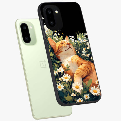 Blissful Bloom Cat Glass Case for OnePlus 15R |1+15R