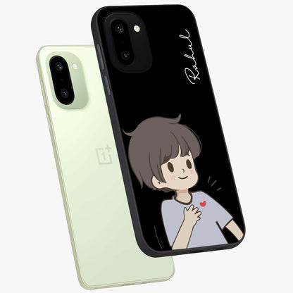 Cute Boy Heart Reaction Glass Case for OnePlus 15R |1+15R