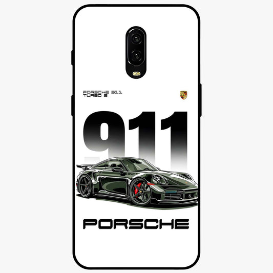 911 Turbo Dominance Glass Case showing clean flat back view with bold 911 sports car artwork and glossy glass finish.