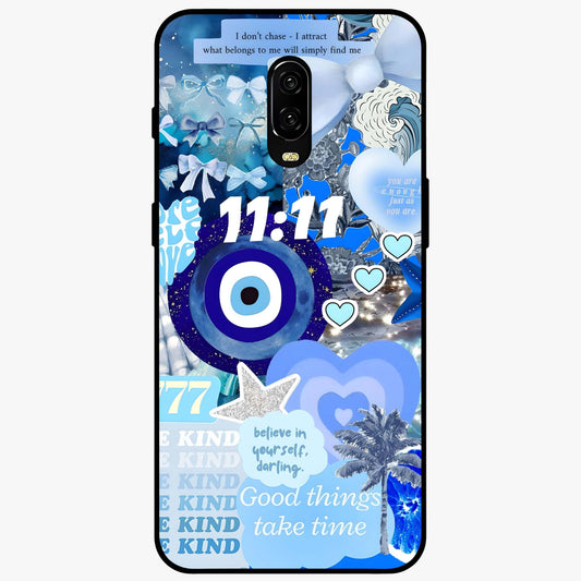 Aesthetic Be Kind Eye Glass Case showing flat back view with motivational eye artwork and glossy glass finish.