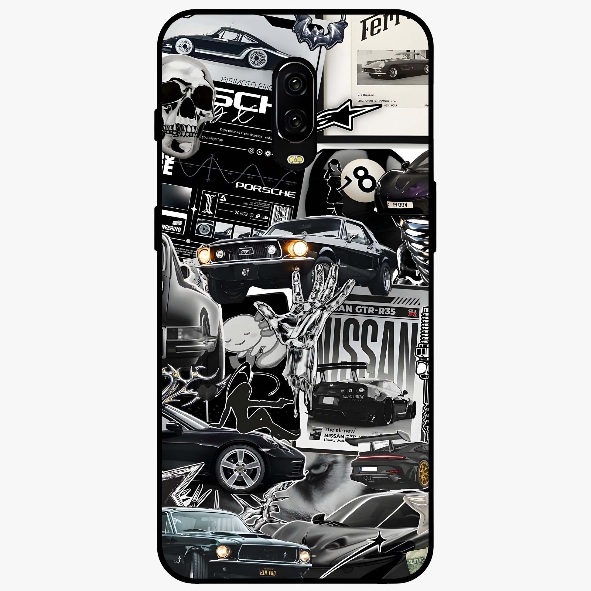 Aesthetic Dark Love Glass Case showing flat back view with dark romantic artwork and glossy glass finish.