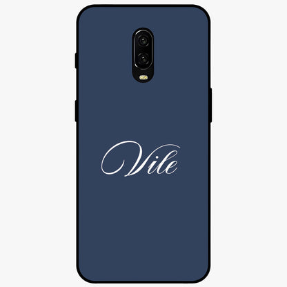 Blue Background Personalized Custom Name Glass Case showing flat back view with minimal blue background and custom name design.