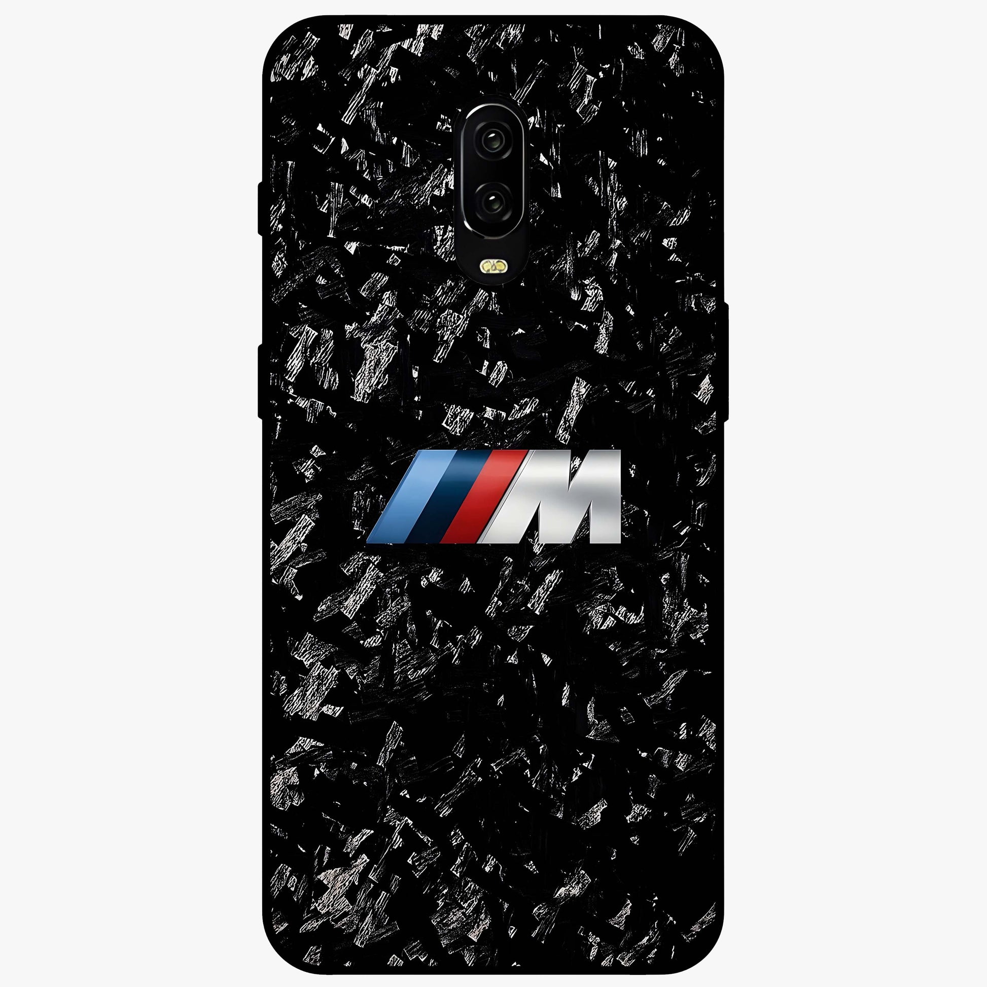 Carbon Speed Mark Glass Case showing flat back view with sporty carbon pattern artwork and glossy glass finish.