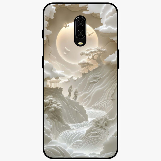 Celestial Origami Glass Case showing flat back view with artistic origami inspired celestial artwork and glossy glass finish.