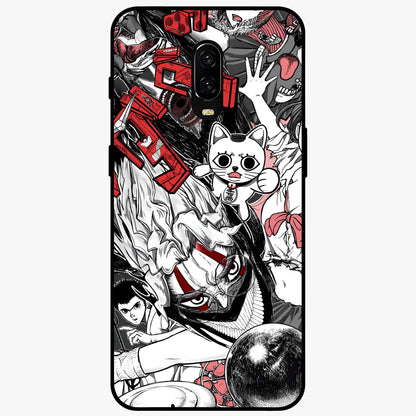 Crimson Chaos Panel Glass Case showing flat back view with bold crimson abstract artwork and glossy glass finish.
