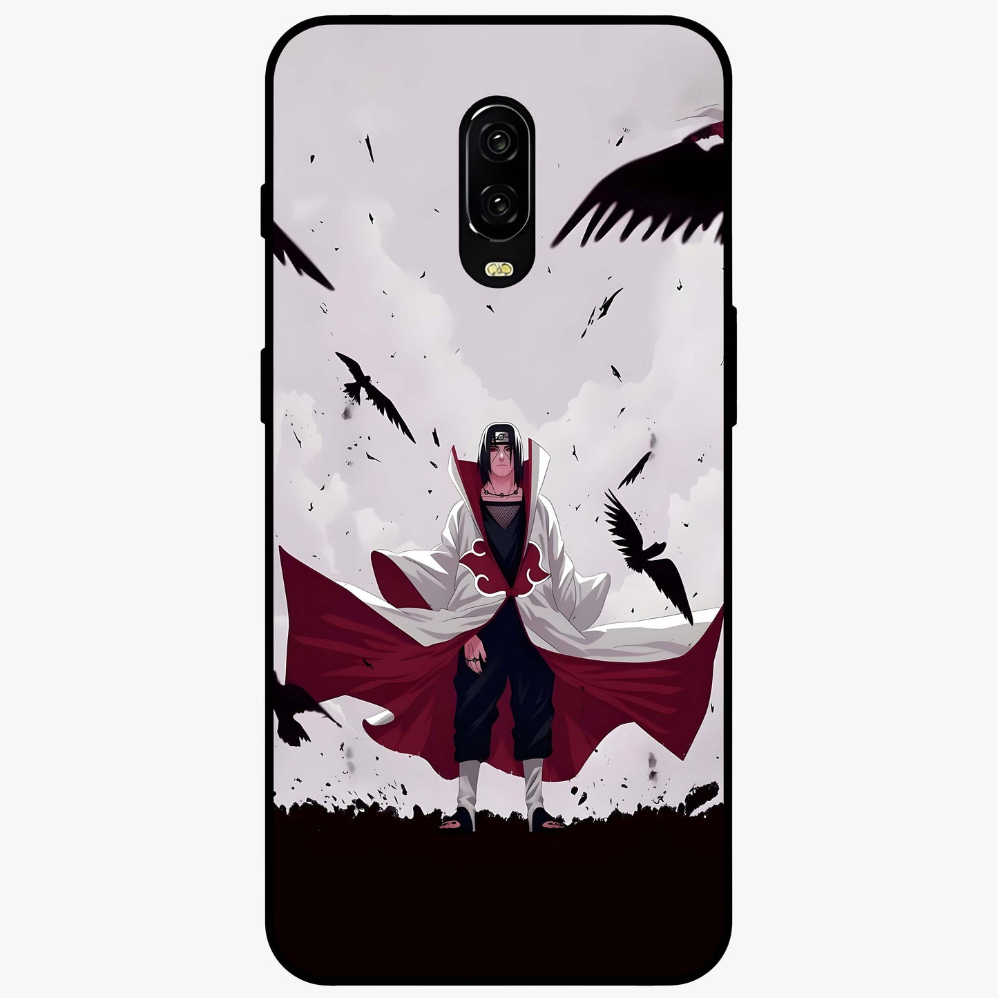 Crimson Crow Ascension Glass Case showing flat back view with mystical crow artwork and glossy glass finish.