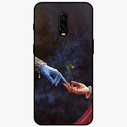 Divine Touch Eternal Glass Case showing flat back view with spiritual themed artwork and glossy glass finish.