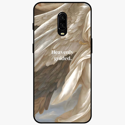 Divine Winged Grace Glass Case showing flat back view with elegant wing inspired artwork and glossy glass finish.