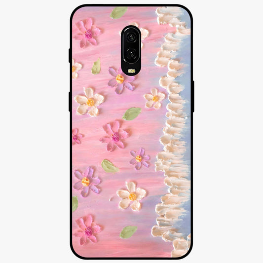 Dreamy Painted Garden Glass Case showing flat back view with artistic painted floral garden artwork and glossy glass finish.