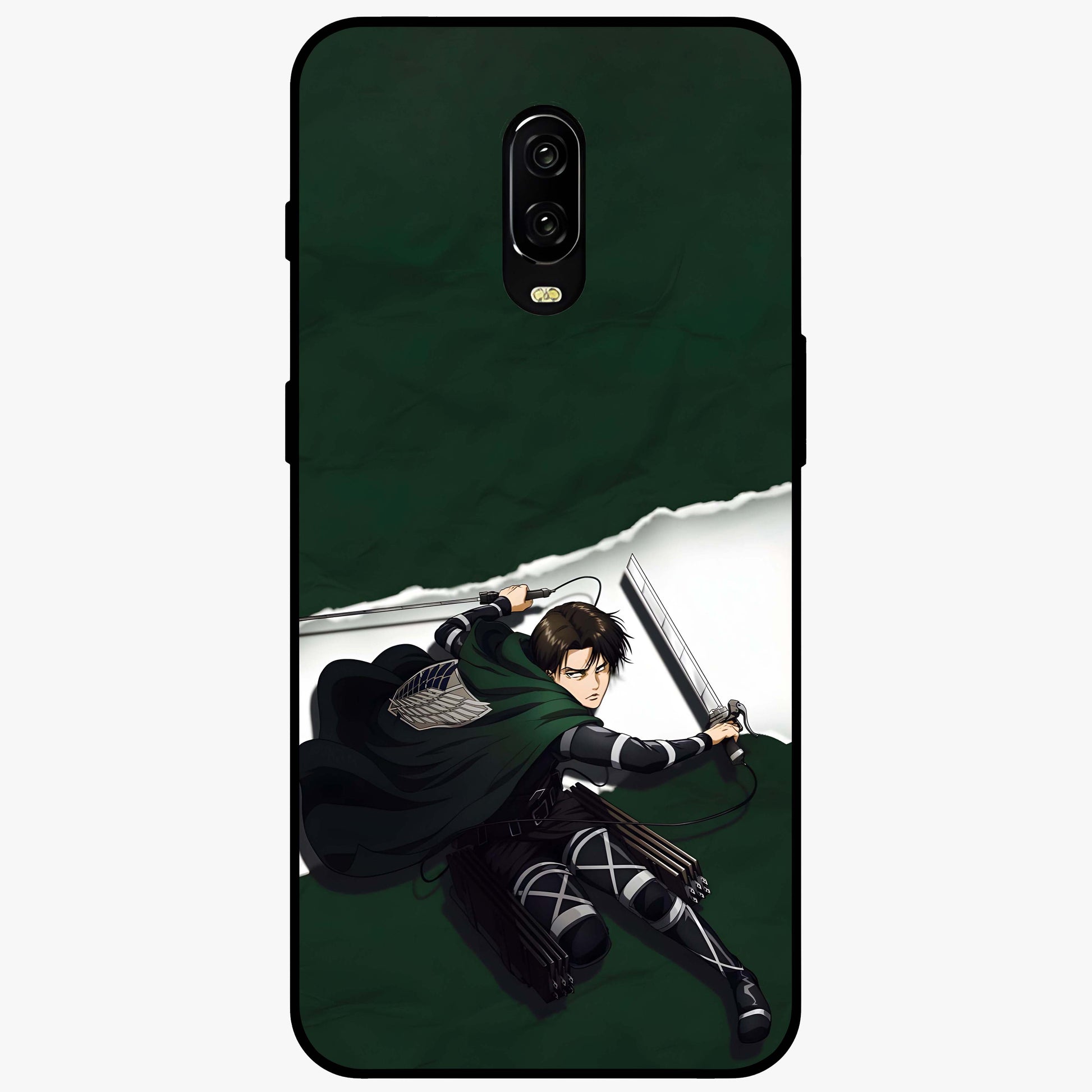Emerald War Vanguard Glass Case showing flat back view with powerful warrior themed artwork and glossy glass finish.