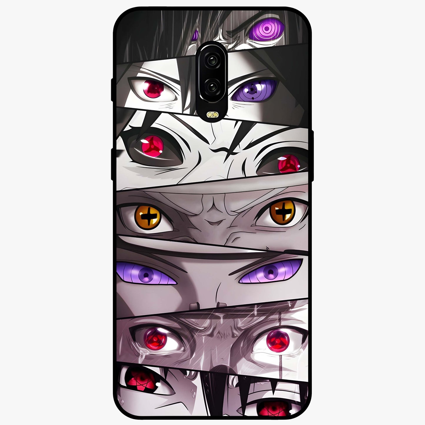 Eyes of Destiny Glass Case showing flat back view with striking eye themed artwork and glossy glass finish.