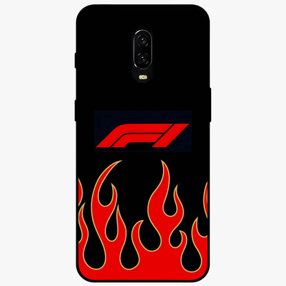 Fire F11 Glass Case showing flat back view with fiery themed artwork and glossy glass finish.