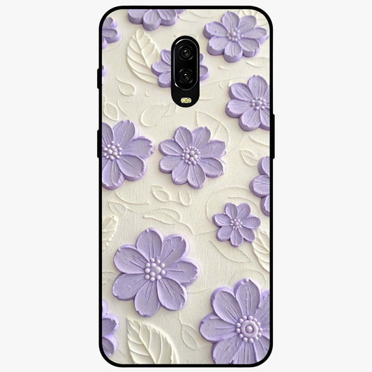 Floral Wall Art With Purple Flowers Glass Case showing flat back view with purple flower artwork and glossy glass finish.