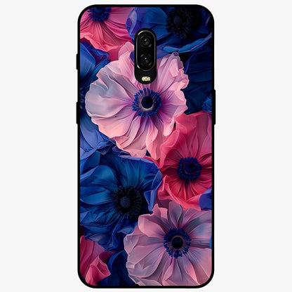 Flower Paper Art Pattern Glass Case showing flat back view with paper cut style floral artwork and glossy glass finish.