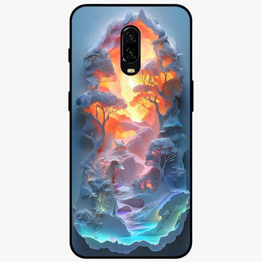 Glow Forest Portal Glass Case showing flat back view with glowing forest portal artwork and glossy glass finish.