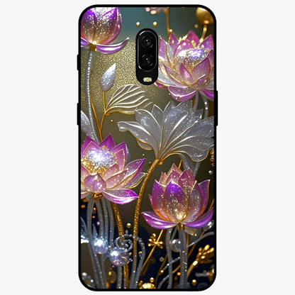 Golden Royal Heritage Glass Case showing flat back view with ornate royal pattern artwork and glossy glass finish.