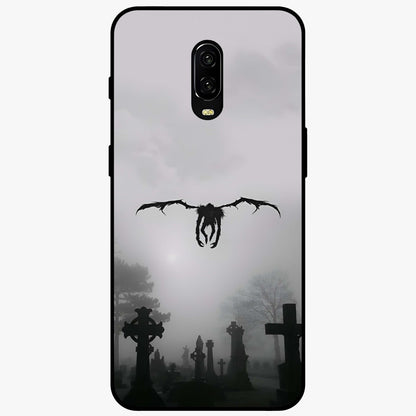 Graveyard Shadow Descent Glass Case showing flat back view with dark graveyard themed artwork and glossy glass finish.