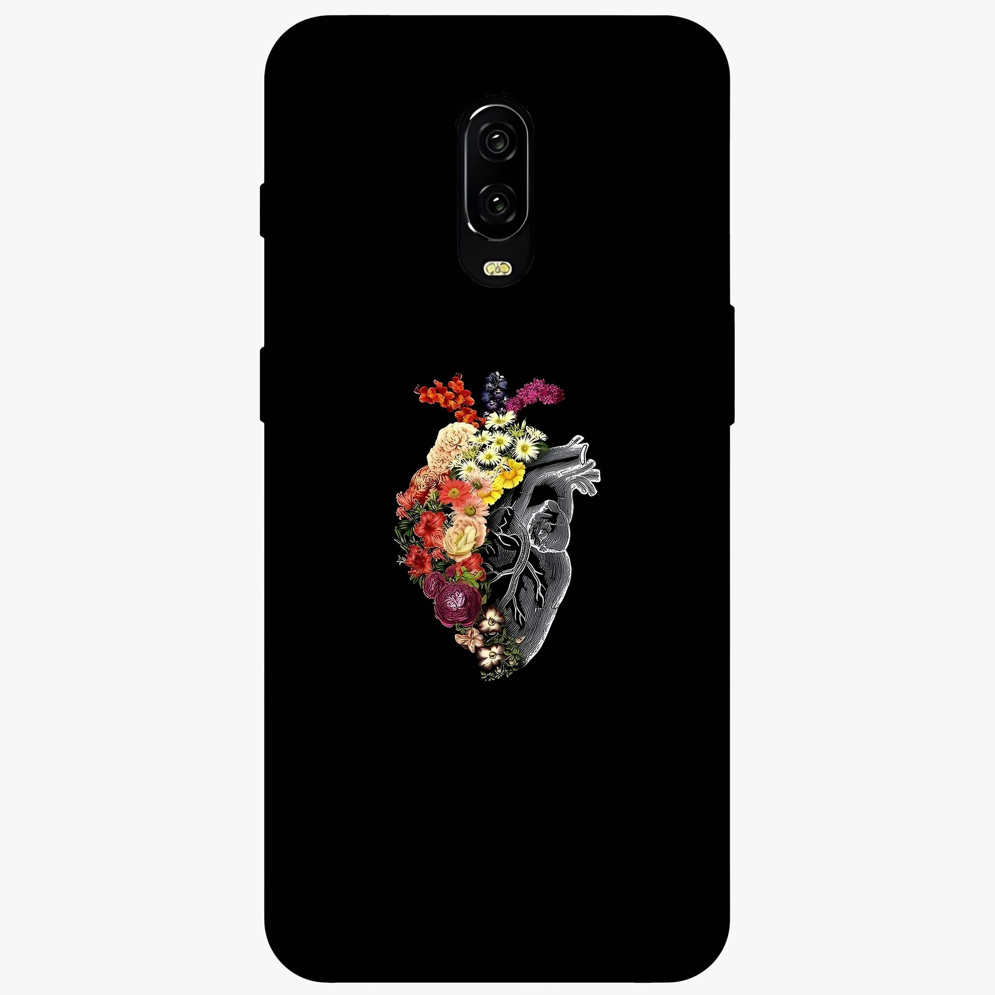Heart With Flowers Glass Case showing flat back view with heart shaped floral artwork and glossy glass finish.