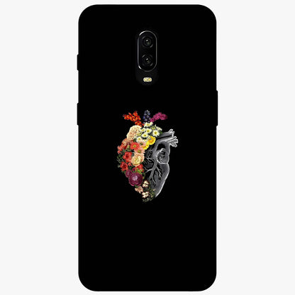 Heart With Flowers Glass Case showing flat back view with heart shaped floral artwork and glossy glass finish.