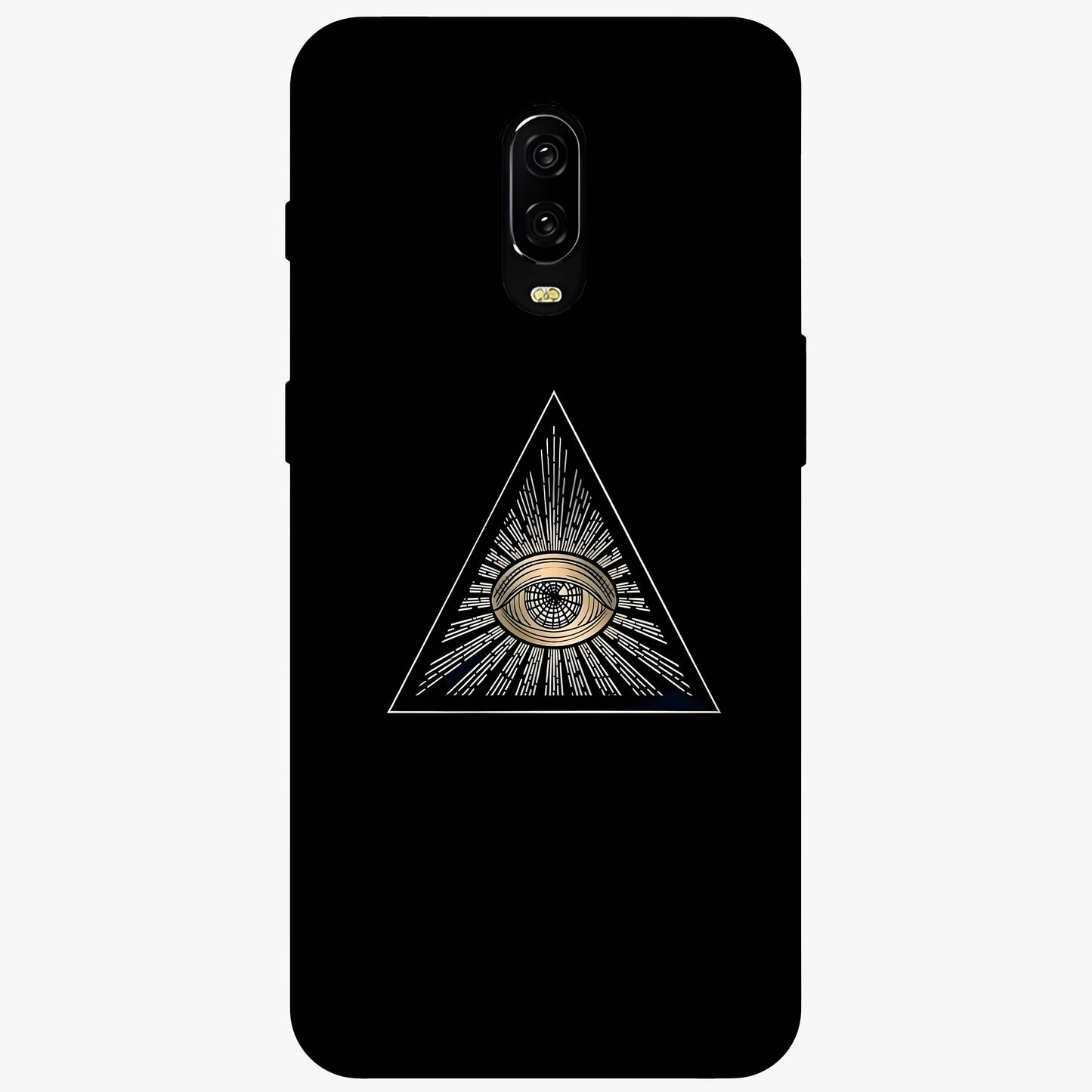 Illuminati Evil Glass Case showing flat back view with mysterious illuminati symbol artwork and glossy glass finish.