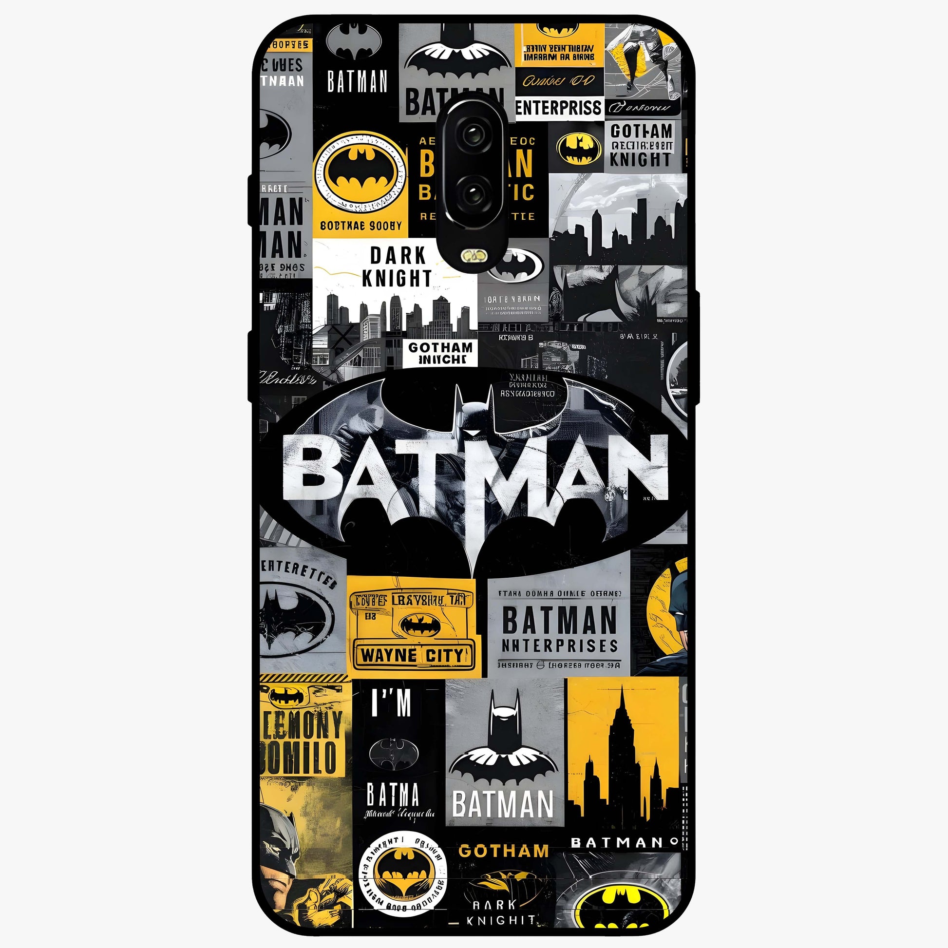 Knight Gotham Rise Glass Case showing flat back view with dark hero inspired artwork and glossy glass finish.