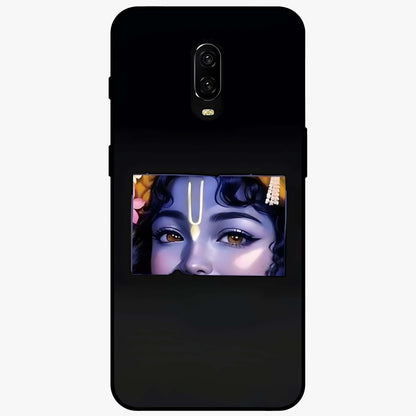Krishna Divine Embrace Glass Case showing flat back view with Lord Krishna devotional artwork and glossy glass finish.