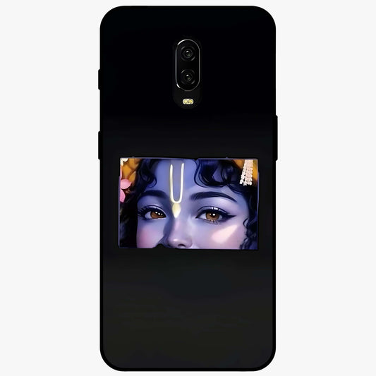 Krishna Divine Embrace Glass Case showing flat back view with Lord Krishna devotional artwork and glossy glass finish.