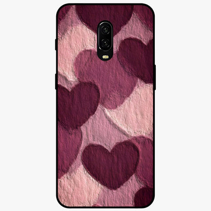 Layered Paper Hearts Glass Case showing flat back view with layered paper heart artwork and glossy glass finish.