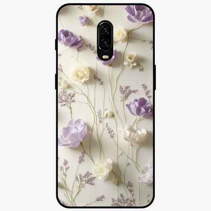 Lilac Breeze Harmony Glass Case showing flat back view with soft lilac themed artwork and glossy glass finish.
